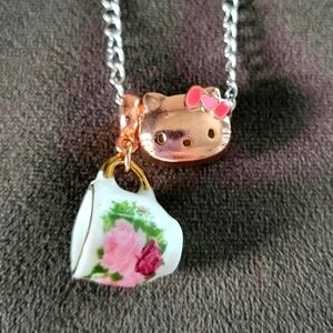 NEW PINK TEA Party Hello Kitty Necklace: Tea & Roses Edition